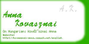 anna kovasznai business card